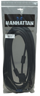 Manhattan VGA Monitor Cable (with Ferrite Cores), 10m, Black, Male to Male, HD15, Cable of higher SVGA Specification (fully compatible), Shielding with Ferrite Cores helps minimise EMI interference for improved video transmission, Lifetime Warranty