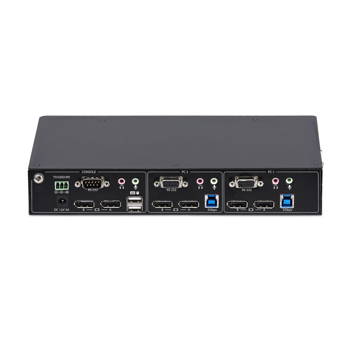 StarTech.com 2-Port Dual-Monitor DisplayPort KVM Switch, RS232 Serial Control, 4K 60Hz, 2x USB 5Gbps Hub Ports, 2x USB 2.0 HID Ports, Hotkey/Pushbutton Switching, TAA Compliant