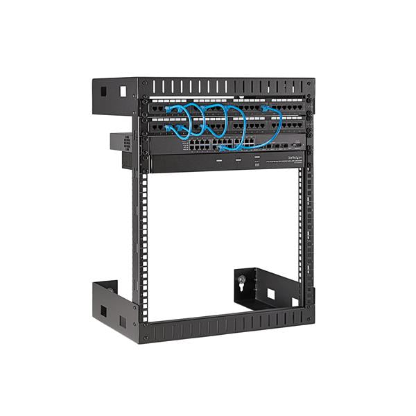 StarTech.com 2-Post 12U Heavy-Duty Wall-Mount Network Rack, 19" Open Frame Server Rack, 12" Deep, Wall Mount Data Rack for IT / AV / Patch Panel / Computer Equipment - Cage Nuts & Screws Included
