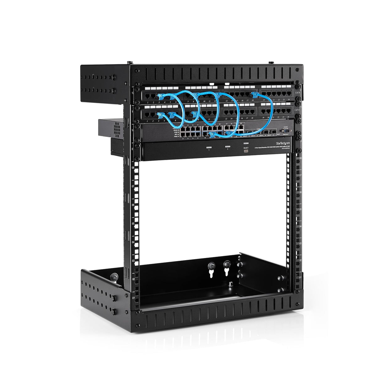StarTech.com 2-Post 12U Heavy-Duty Wall Mount Network Rack, 19" Open Frame Server Rack with Adjustable Depth, Wall Mount Data Rack for IT / AV / Patch Panel / Computer Equipment - Cage Nuts and Screws Included