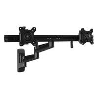 StarTech.com Wall Mount Dual Monitor Arm – Articulating Ergonomic VESA Wall Mount for 2x 24" (11lb/5kg) Displays – Synchronized Adjustable Crossbar – Tilt/Swivel/Rotate- Double Screen Mount Bracket