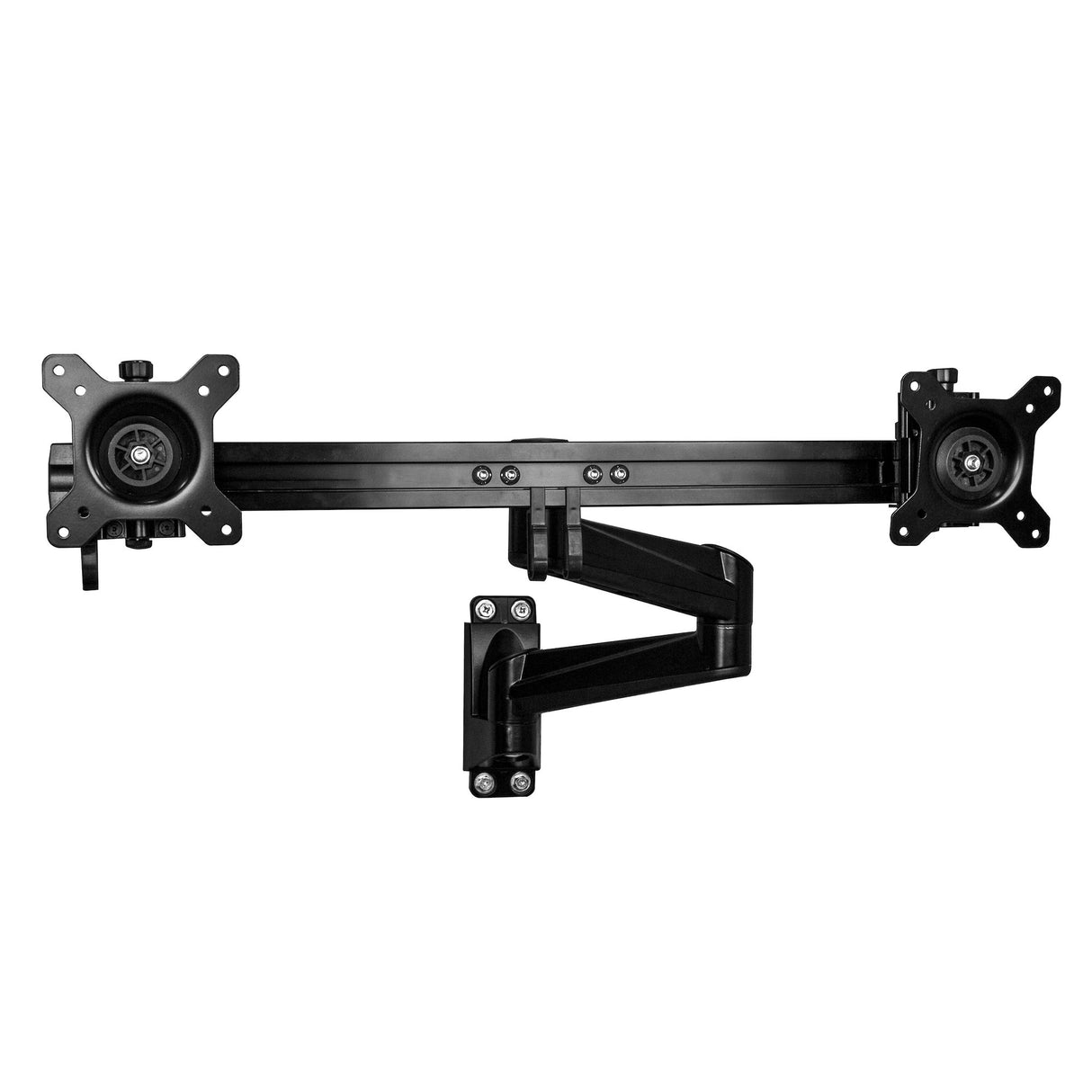 StarTech.com Wall Mount Dual Monitor Arm – Articulating Ergonomic VESA Wall Mount for 2x 24" (11lb/5kg) Displays – Synchronized Adjustable Crossbar – Tilt/Swivel/Rotate- Double Screen Mount Bracket