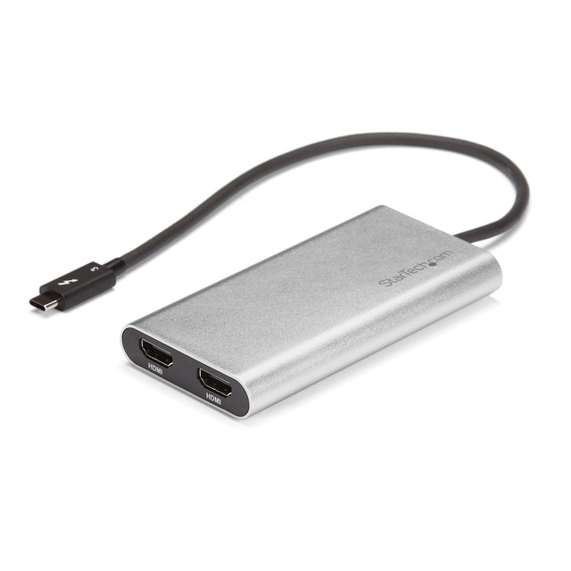 StarTech.com Thunderbolt to Dual HDMI 2.0 Adapter, Dual 4K 60Hz Thunderbolt to HDMI Converter, 2x HDMI Monitor Video Display Adapter, Thunderbolt Certified - Mac & Windows