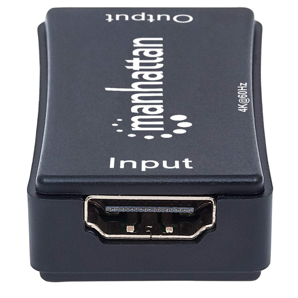 Manhattan HDMI Repeater, 4K@60Hz, Active, Boosts HDMI Signal up to 40m, Black, Three Year Warranty