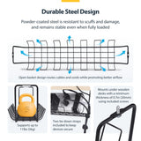 StarTech.com Under Desk Cable Management Tray, 24" Long, Metal Basket Style Cable Organizer, Screw-On Installation, Power Bar Holder, Metal, Black, TAA-Compliant