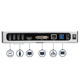 StarTech.com USB 3.0 Docking Station - Dual Monitor Laptop Docking Station with HDMI & DVI/VGA Video - 6-port USB 3.1 Gen 1 5Gbps Hub, GbE, Audio - Universal Type-A Dock - Windows & Mac