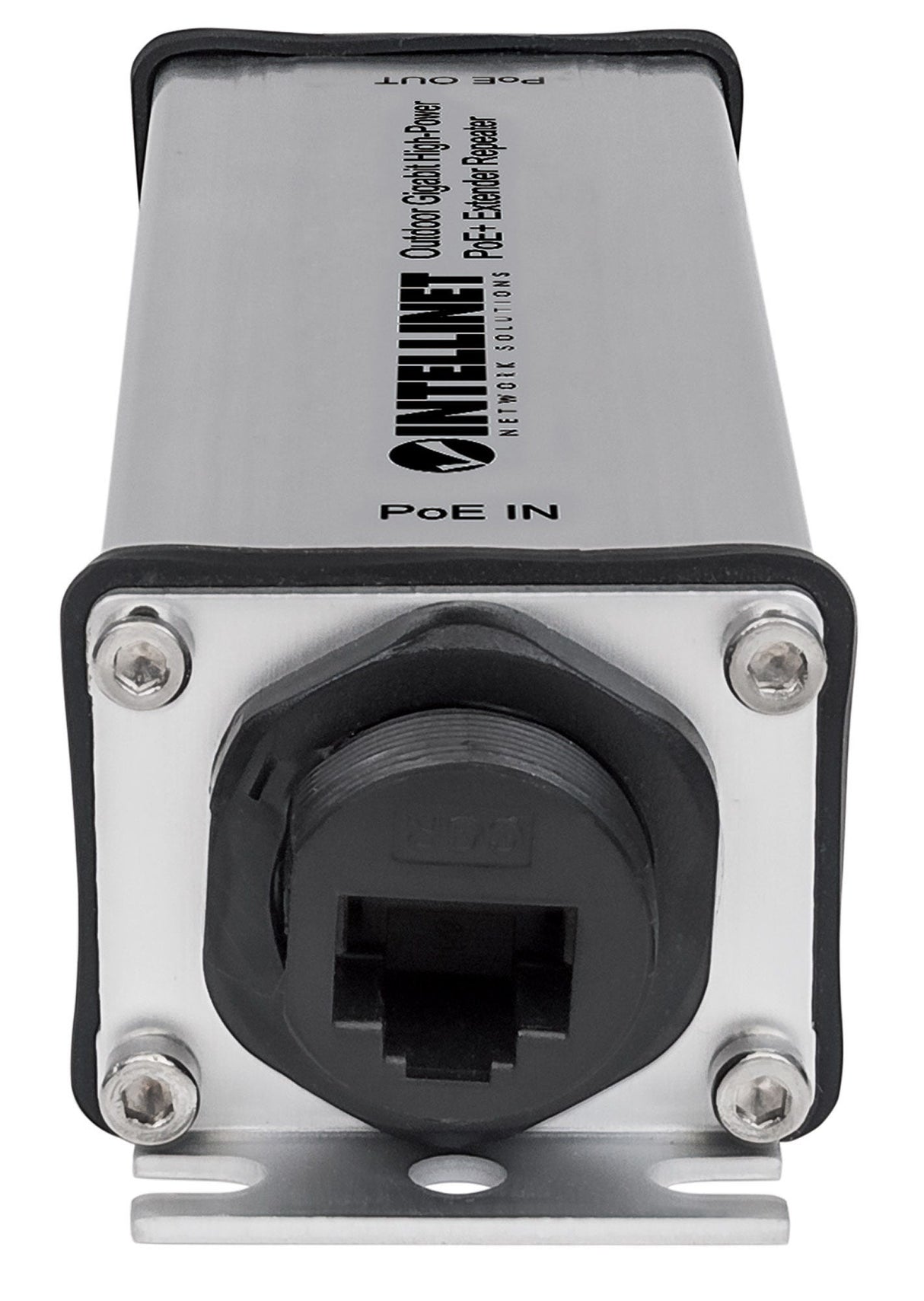 Intellinet Outdoor Gigabit High-Power PoE+ Extender Repeater, IEEE 802.3at/af Power over Ethernet (PoE+/PoE), Extends Range up to 100m, Metal, IP65