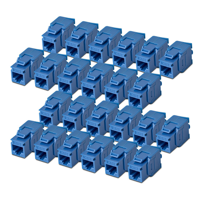 StarTech.com Cat6 Keystone Jack, 24-Pack RJ45 Ethernet Keystone Jacks, UTP Cat6 Wall Jack, 180-Degree Toolless, Blue