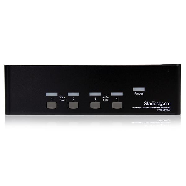 StarTech.com 4 Port Dual DVI USB KVM Switch with Audio & USB 2.0 Hub - TAA