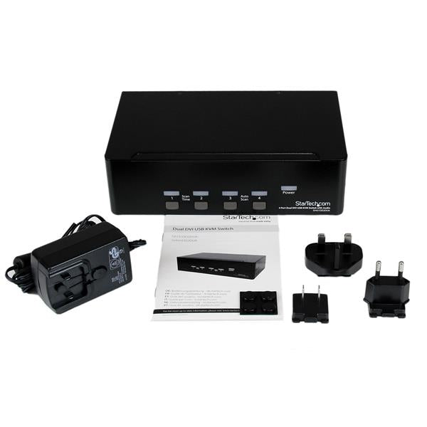 StarTech.com 4 Port Dual DVI USB KVM Switch with Audio & USB 2.0 Hub - TAA