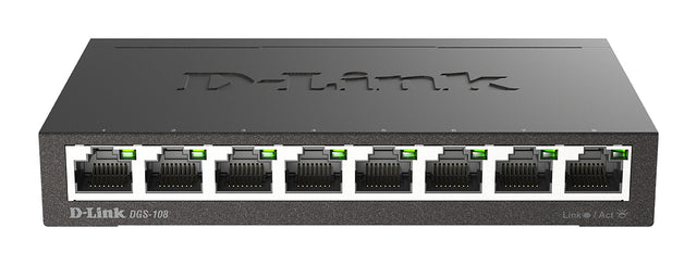 D-Link DGS-108 network switch Unmanaged L2 Gigabit Ethernet (10/100/1000) Desktop Black