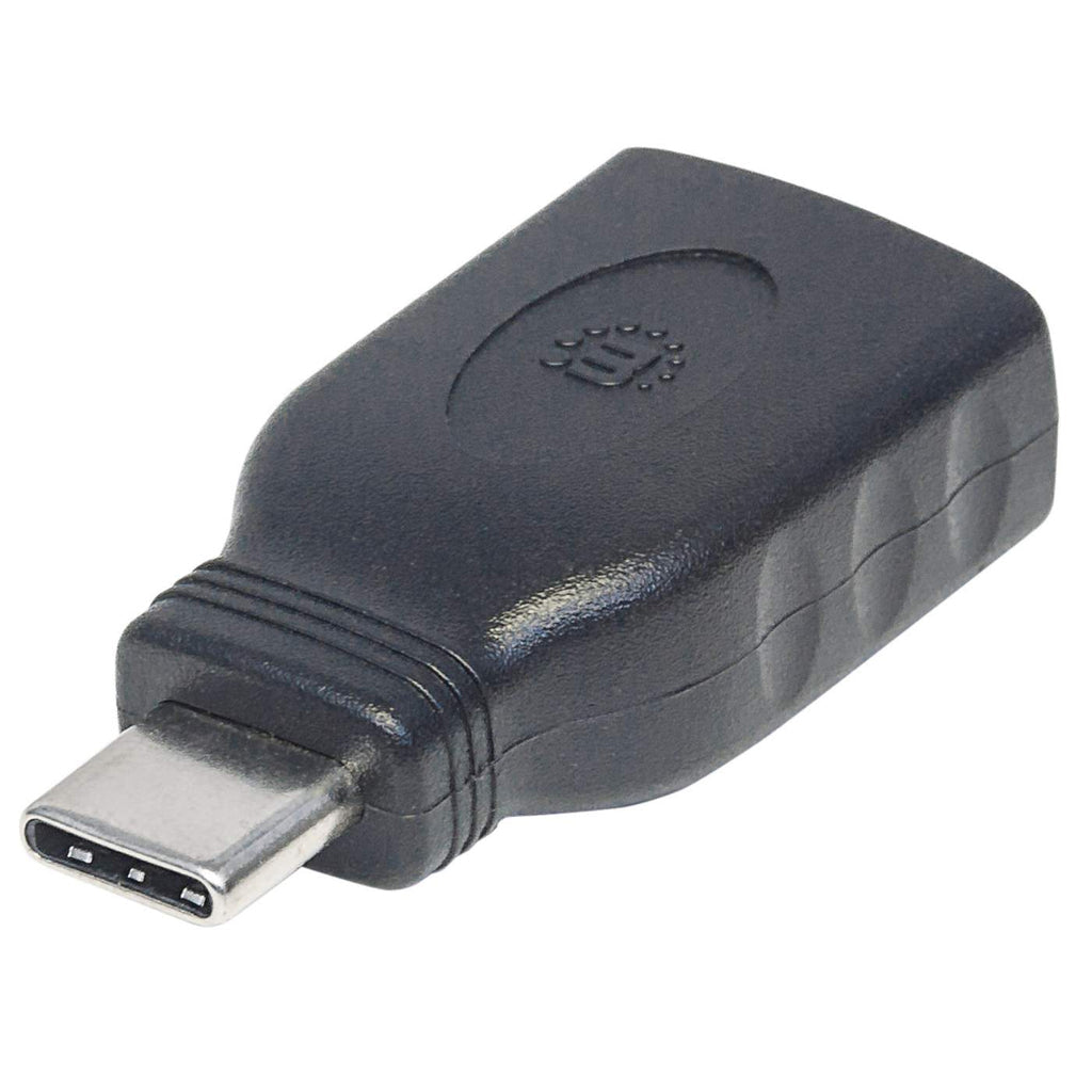 Manhattan USB-C to USB-A Adapter, Male to Female, 5 Gbps (USB 3.2 Gen1 aka USB 3.0), SuperSpeed USB, Black, Lifetime Warranty, Equivalent to USB31CAADG