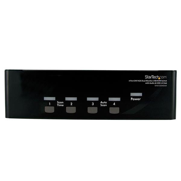 StarTech.com 4 Port DVI VGA Dual Monitor KVM Switch USB with Audio & USB 2.0 Hub - TAA