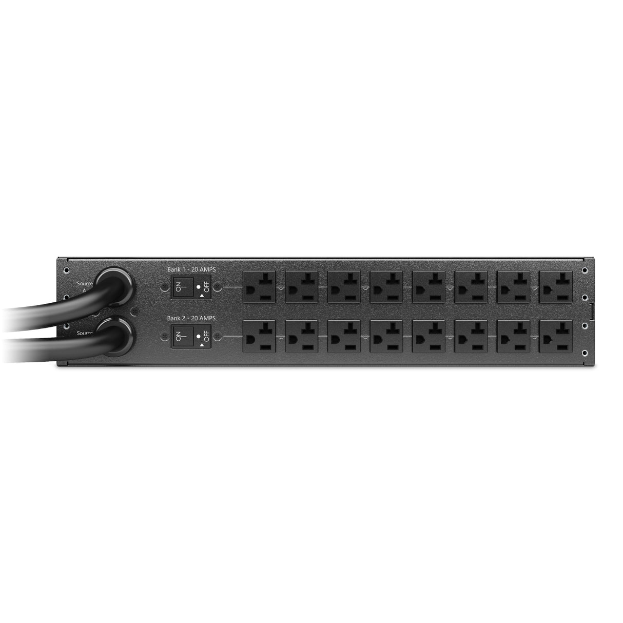 APC NetShelter Rack Automatic Transfer Switch, 2U, 30A, 120V, 2 L5-30P IN, 16 5-20R OUT, 50/60Hz