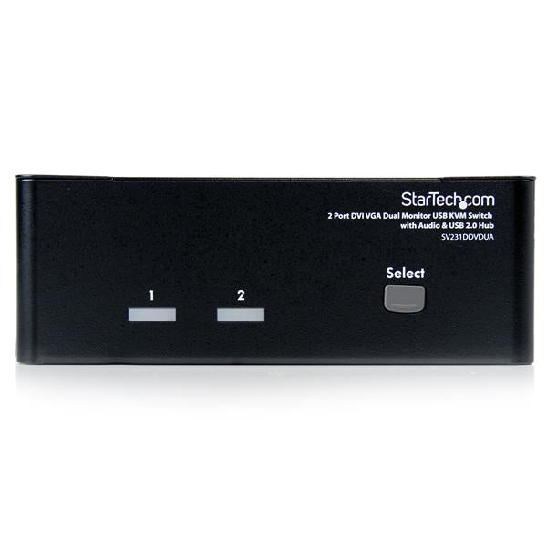 StarTech.com 2 Port DVI VGA Dual Monitor KVM Switch USB with Audio & USB 2.0 Hub - TAA