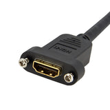 StarTech.com 3ft (91cm) HDMI Female to Male Adapter, 4K High Speed Panel Mount HDMI Cable, 4K 30Hz UHD HDMI, 10.2 Gbps Bandwdith, 4K HDMI Female to HDMI Male, HDMI Panel Mount Connector Cable