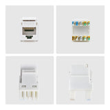 StarTech.com Cat6 Keystone Jack, 24-Pack RJ45 Ethernet Keystone Jacks, UTP Cat6 Wall Jack, 180-Degree 110 Punch Down, White