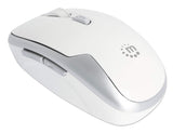 Manhattan USB-A Nano Receiver, Six Buttons with Scroll Wheel, 800/1200/1600 dpi, Wrist-Friendly Contour, White