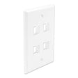 Wavenet- FacePlate Keystone, Single Gang White 4-Port