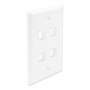 Wavenet- FacePlate Keystone, Single Gang White 4-Port