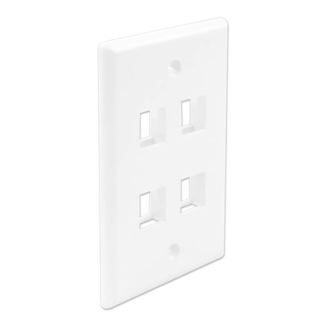 Wavenet- FacePlate Keystone, Single Gang White 4-Port