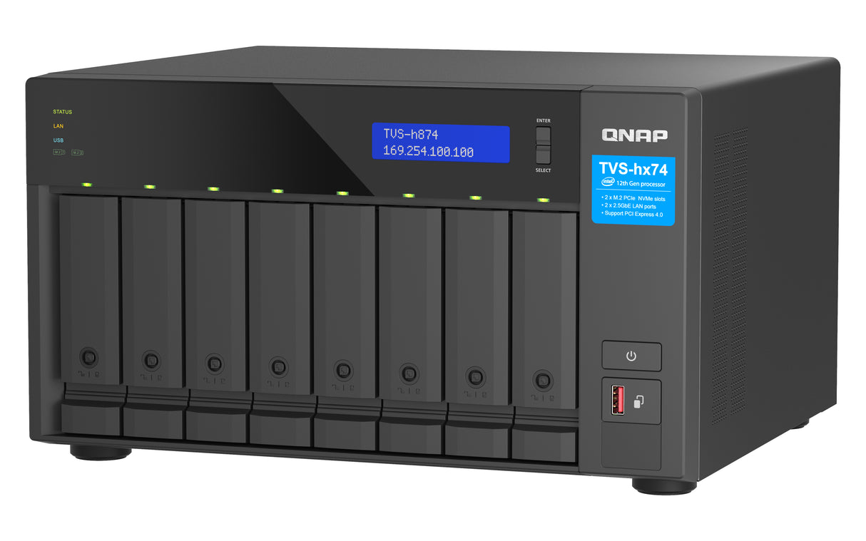QNAP TVS-H874T-I7-32G NAS/storage server Tower Intel® Core™ i7 32 GB DDR4 0 TB QNAP QTS Black