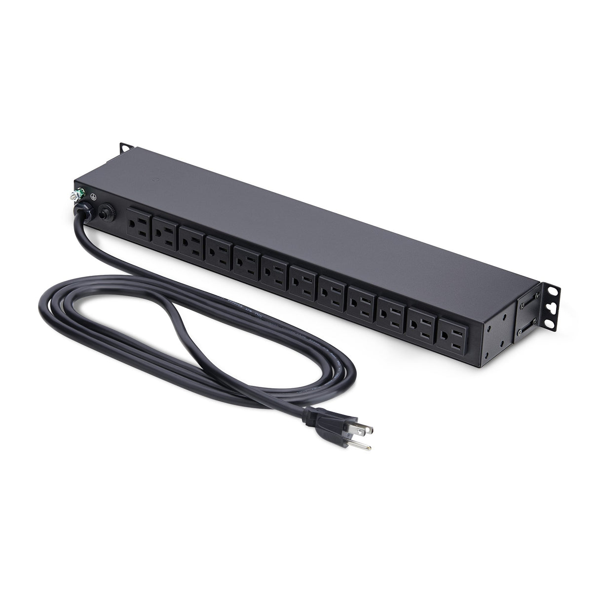 StarTech.com 13-Outlet Rackmount PDU, 1U Server Power Strip with 1x Front and 12x Rear Ports, Mounted Power Distribution Unit for 19-Inch Racks and Cabinets
