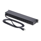 StarTech.com 13-Outlet Rackmount PDU, 1U Server Power Strip with 1x Front and 12x Rear Ports, Mounted Power Distribution Unit for 19-Inch Racks and Cabinets