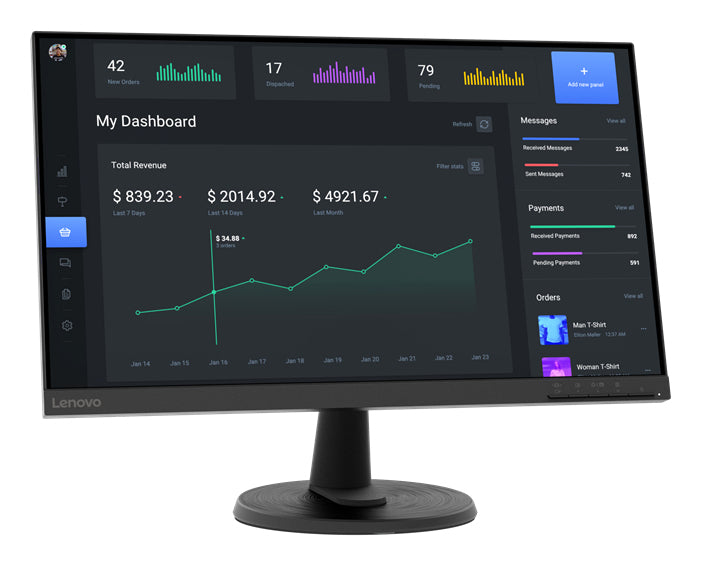 Lenovo D24-40 computer monitor 60.5 cm (23.8") 1920 x 1080 pixels Full HD LED Black