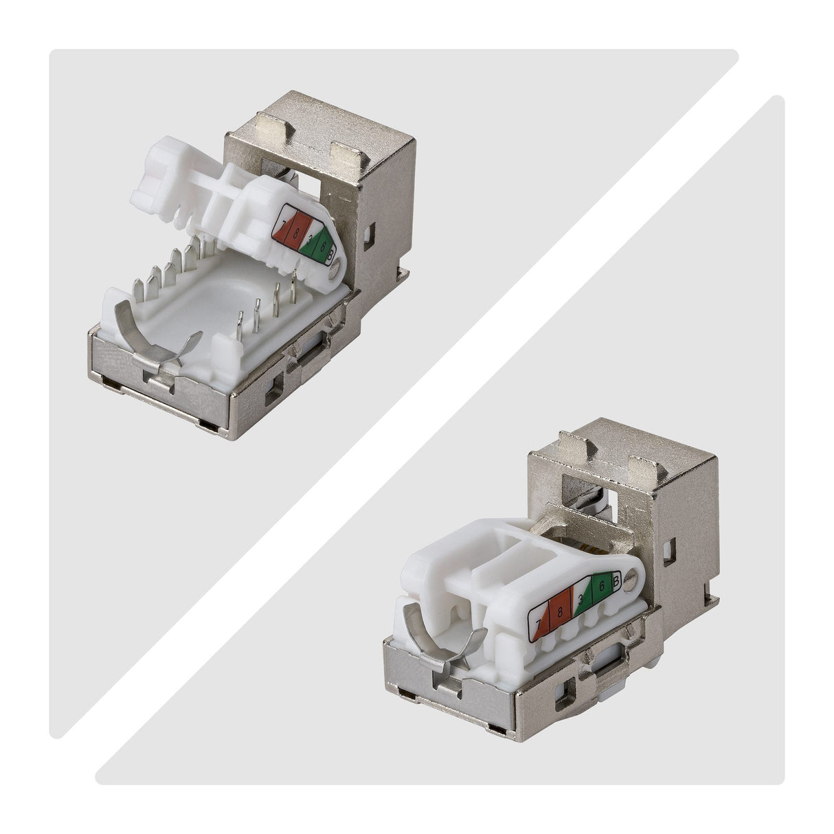 StarTech.com Shielded Cat6a Keystone Jack, 10-Pack RJ45 Ethernet Keystone Jacks, STP Cat6a Wall Jack, 90-Degree Toolless