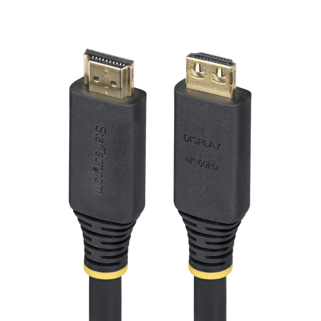 StarTech.com 50ft (15.2m) Active High Speed HDMI Cable with Gripping Connectors, 4K 60Hz/1440p 144Hz, HDR10/HDCP 2.2/ARC, 18Gbps, UHD HDMI Cord for TV/Monitor/Display, TPE Jacket