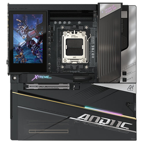 GIGABYTE X870E AORUS XTREME X3D AI TOP Motherboard - Supports AMD Ryzen 9000 Series CPUs, 24+2+2 phases VRM, up to 9000MHz DDR5 (OC), 2xPCIe 5.0 M.2 + 3xPCIe 4.0 M.2, WI-FI 7, 10GbE LAN, USB 4