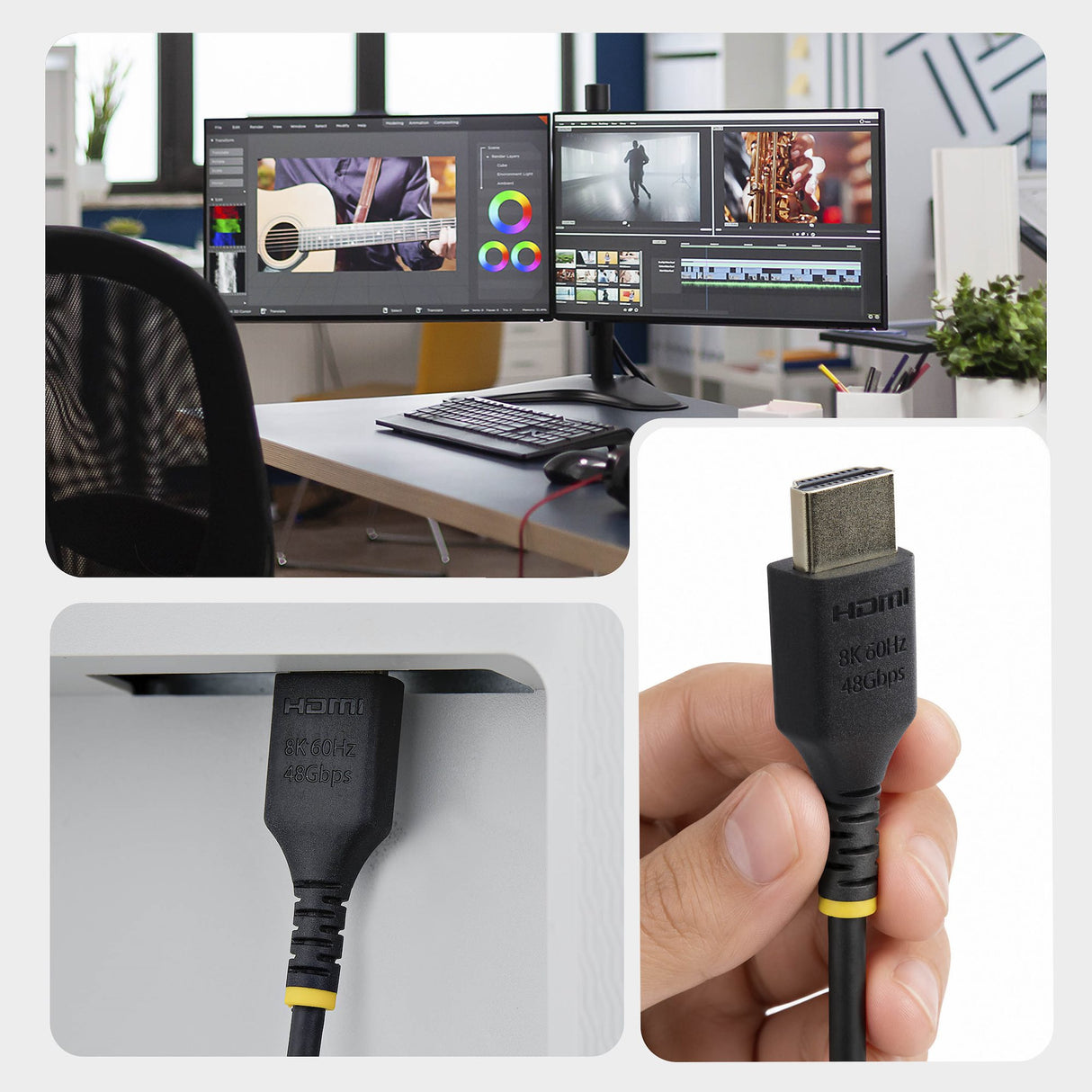 StarTech.com HDMI21-CBL-SLIM-50C HDMI cable 0.5 m HDMI Type A (Standard) Black