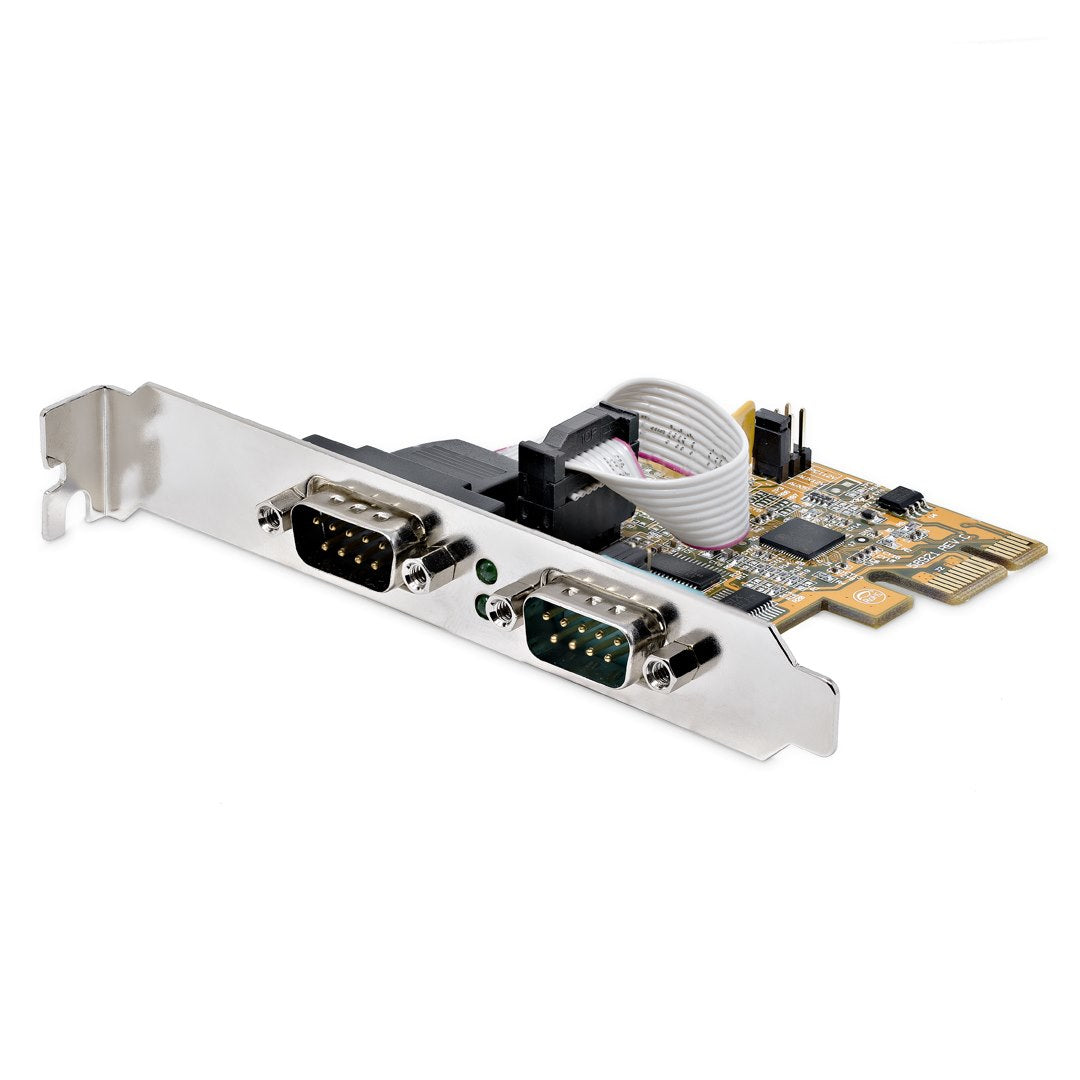 StarTech.com 2-Port PCI Express Serial Interface Card, Dual Port PCIe to RS232 (DB9) Serial Card, 16C1050 UART, Low/Full Profile Brackets, COM Retention, For Windows/Linux - TAA