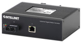 Intellinet Industrial Gigabit Media Converter 10/100/1000Base-TX to 1000Base-LX (SC) Single-mode, 20 km (12.4 mi.), IP40-rated Metal Housing, DIN-Rail Mount