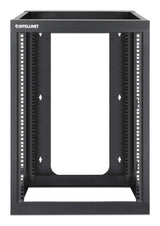 Intellinet Wall Mount Open Frame Network Rack, 15U, Rear-hinged Swing Frame, Assembled, 4-Post, 23.6 in., Black RAL 9004