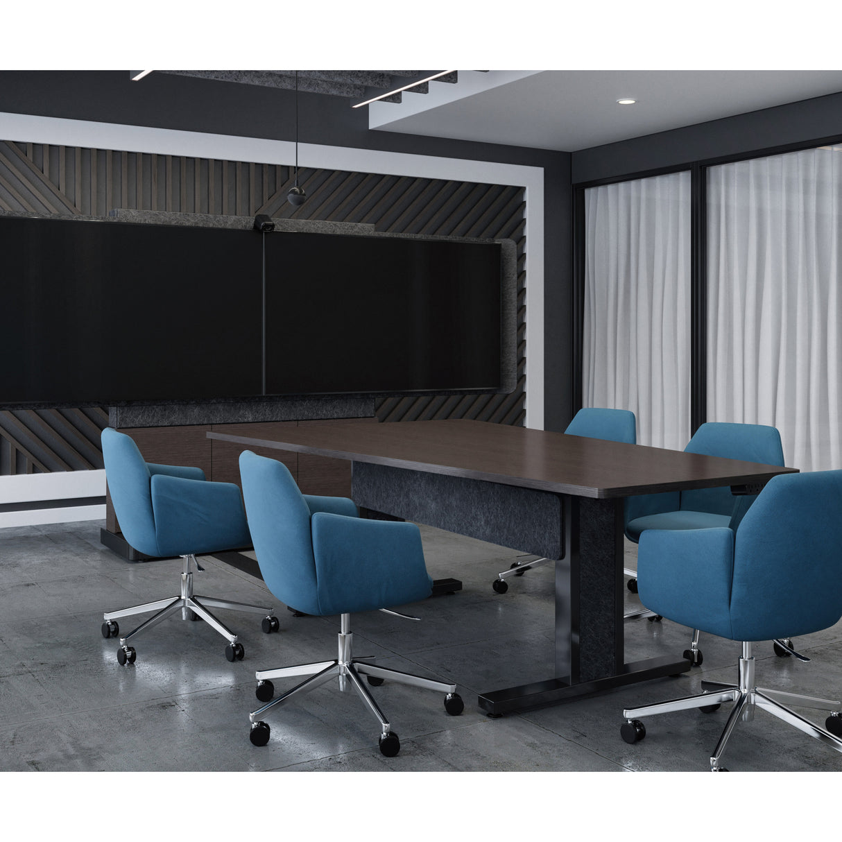 Middle Atlantic ForumTM Free-Standing 66" (3 Bay) Display Stand for (2) 66" to 75" Displays, Dark Colorway