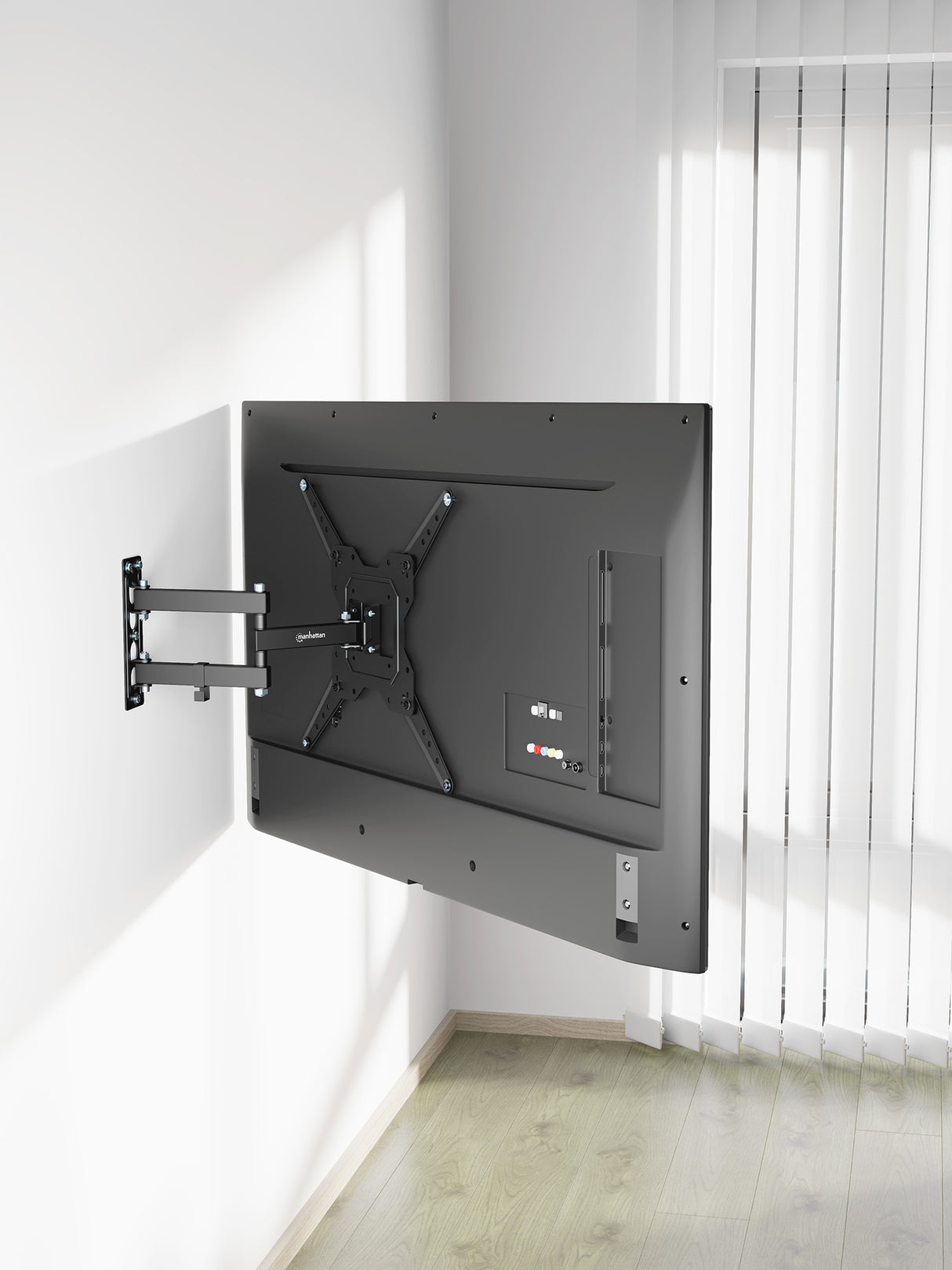 Manhattan Wall Mount for TV & Monitors (Full Motion), For screens 32" to 55", VESA compatibility: all between 100x100mm to 400x400mm - check the dimensions of the four mounting holes on back of screen to ensure it fits, Max 30kg, Black, Bracket