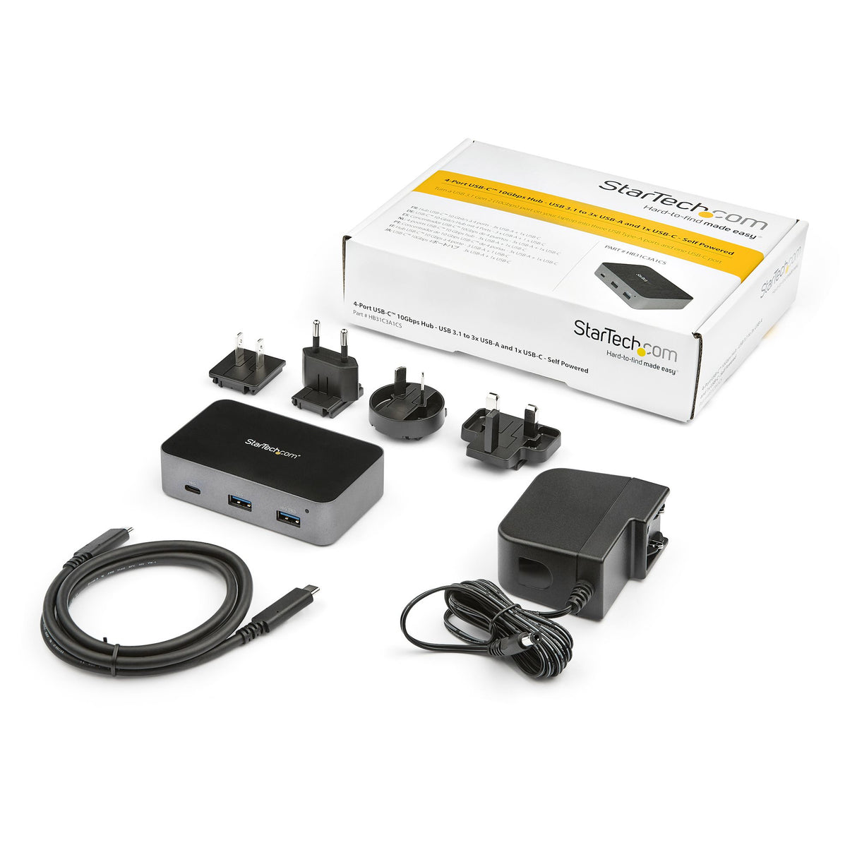 StarTech.com 4-Port USB-C™ Hub 10 Gbps - 3x USB-A & 1x USB-C - Powered - TAA