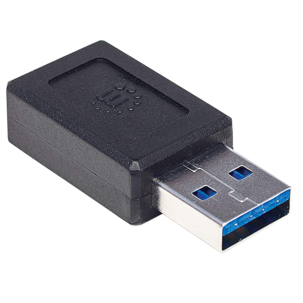 Manhattan USB-C to USB-A Adapter, Female to Male, 10 Gbps (USB 3.2 Gen2 aka USB 3.1), SuperSpeed+ USB, Black, Lifetime Warranty
