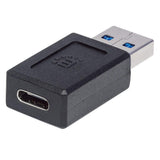 Manhattan USB-C to USB-A Adapter, Female to Male, 10 Gbps (USB 3.2 Gen2 aka USB 3.1), SuperSpeed+ USB, Black, Lifetime Warranty