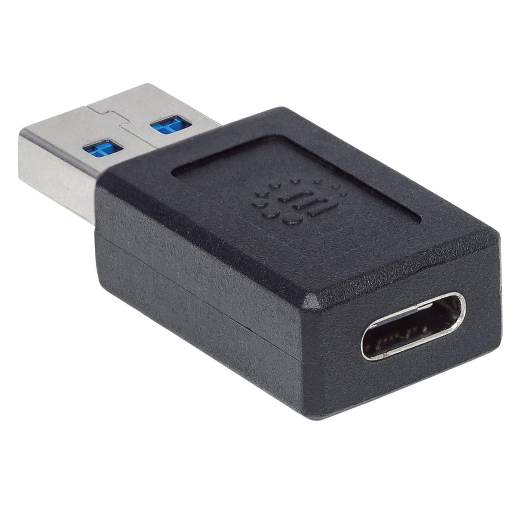 Manhattan USB-C to USB-A Adapter, Female to Male, 10 Gbps (USB 3.2 Gen2 aka USB 3.1), SuperSpeed+ USB, Black, Lifetime Warranty