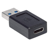 Manhattan USB-C to USB-A Adapter, Female to Male, 10 Gbps (USB 3.2 Gen2 aka USB 3.1), SuperSpeed+ USB, Black, Lifetime Warranty