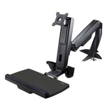 StarTech.com Sit Stand Monitor Arm - Desk Mount Adjustable Sit-Stand Workstation Arm for Single 27" VESA Mount Display - Ergonomic Articulating Standing Desk Converter with Keyboard Tray - TAA