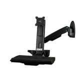 StarTech.com Wall Mount Workstation - Articulating Full Motion Standing Desk with Ergonomic Height Adjustable Monitor & Keyboard Tray Arm - Mouse & Scanner Holders - Single VESA Display - TAA