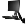 StarTech.com Wall Mount Workstation - Articulating Full Motion Standing Desk with Ergonomic Height Adjustable Monitor & Keyboard Tray Arm - Mouse & Scanner Holders - Single VESA Display - TAA