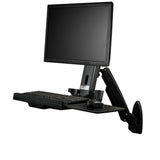 StarTech.com Wall Mount Workstation - Articulating Full Motion Standing Desk with Ergonomic Height Adjustable Monitor & Keyboard Tray Arm - Mouse & Scanner Holders - Single VESA Display - TAA