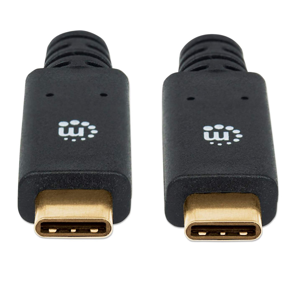 Manhattan USB-C to USB-C Cable, 2m, Male to Male, Black, 5 Gbps (USB 3.2 Gen1 aka USB 3.0), 3A (fast charging), SuperSpeed USB, Lifetime Warranty, Equivalent to USB315CC2M