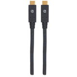 Manhattan USB-C to USB-C Cable, 2m, Male to Male, Black, 5 Gbps (USB 3.2 Gen1 aka USB 3.0), 3A (fast charging), SuperSpeed USB, Lifetime Warranty, Equivalent to USB315CC2M