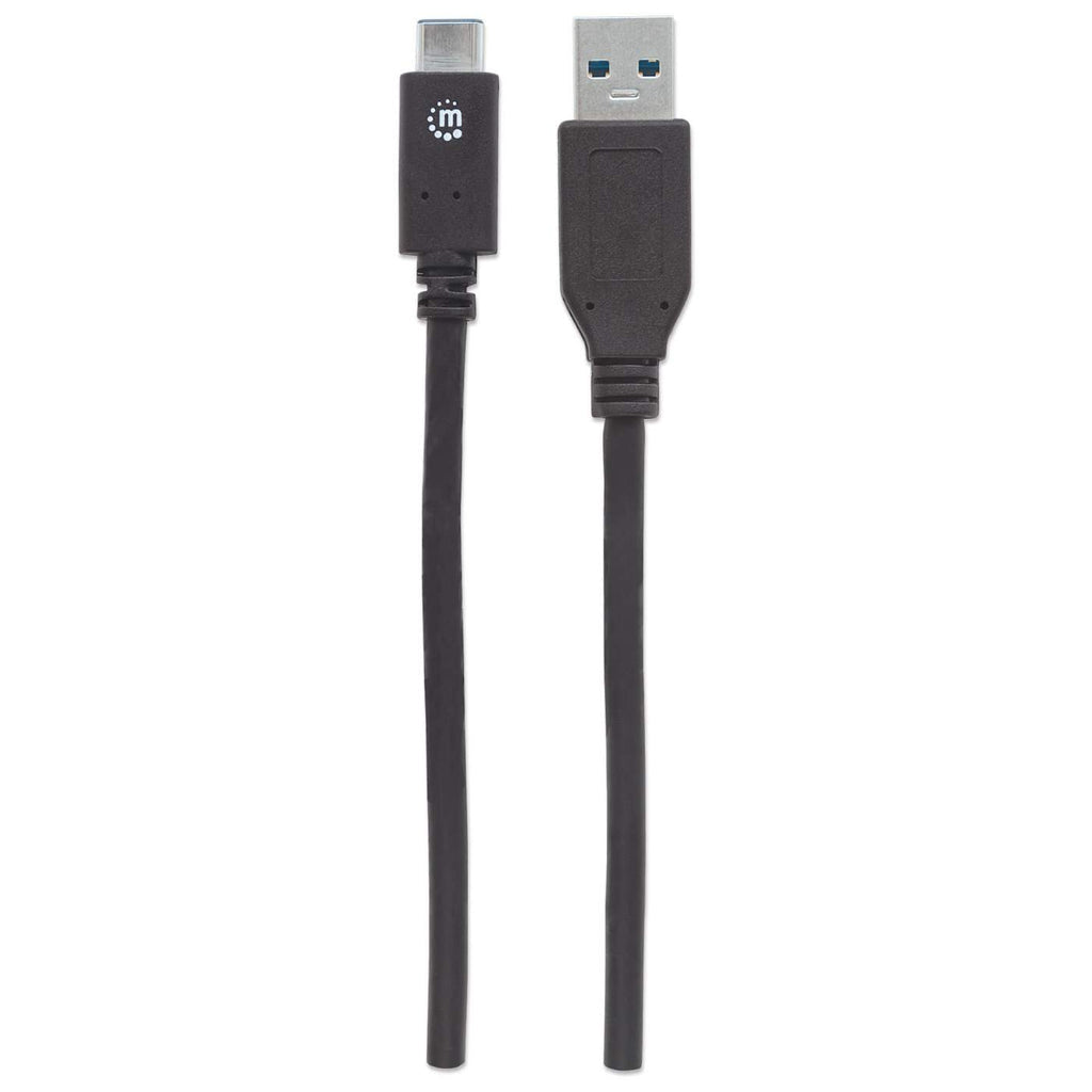 Manhattan USB-C to USB-A Cable, 1m, Male to Male, 10 Gbps (USB 3.2 Gen2 aka USB 3.1), 3A (fast charging), SuperSpeed+ USB, Black, Lifetime Warranty, Equivalent to USB31AC1M